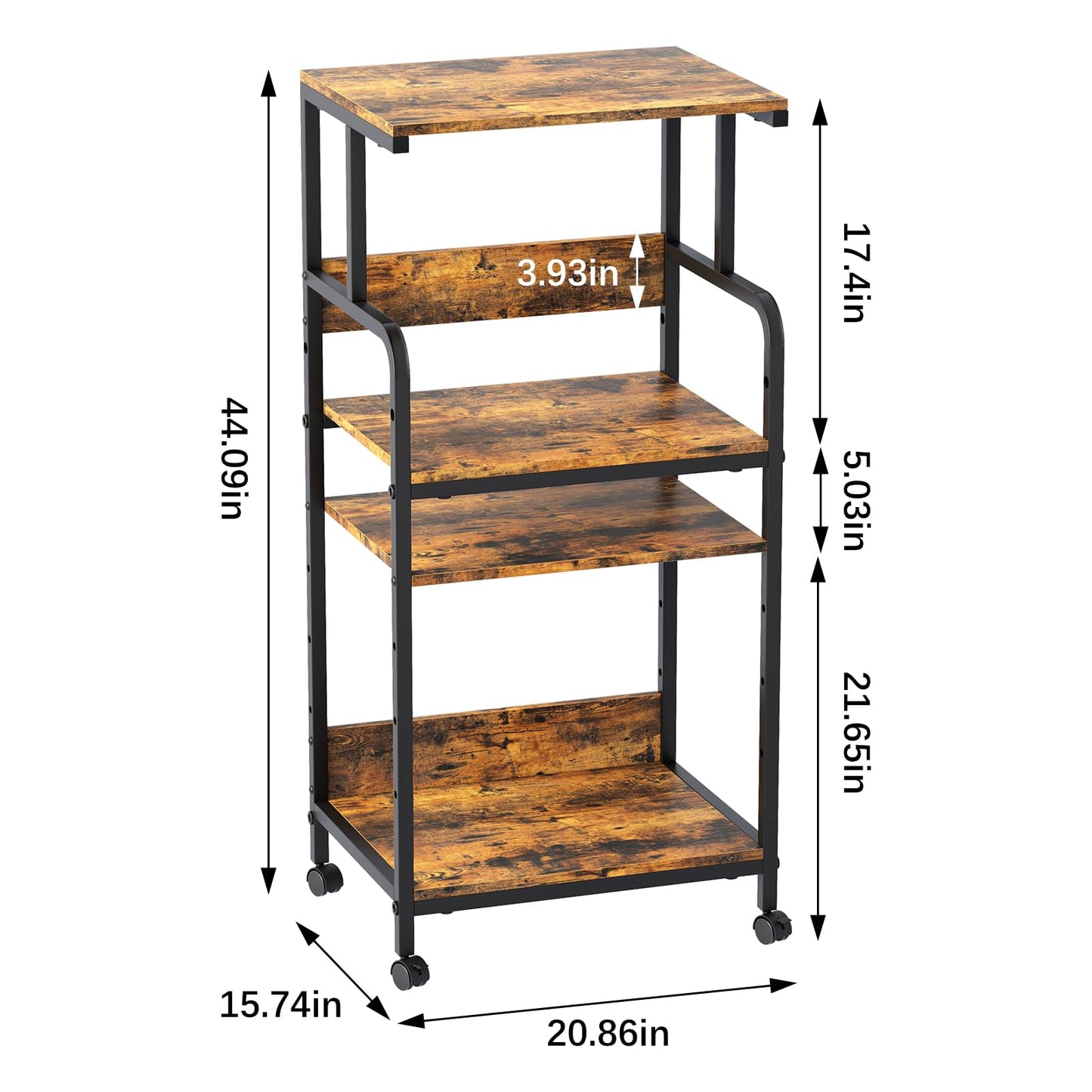 4-Tier Printer Stand, Large Printer Table on Wheels, Movable Printer Stand