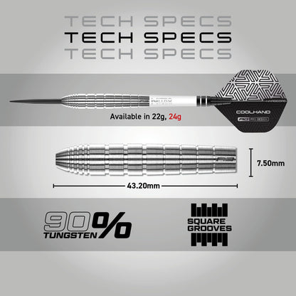 RED DRAGON Luke Humphries TX1 Pioneer 24 Gram Premium Tungsten Darts Set with Flights and Stems