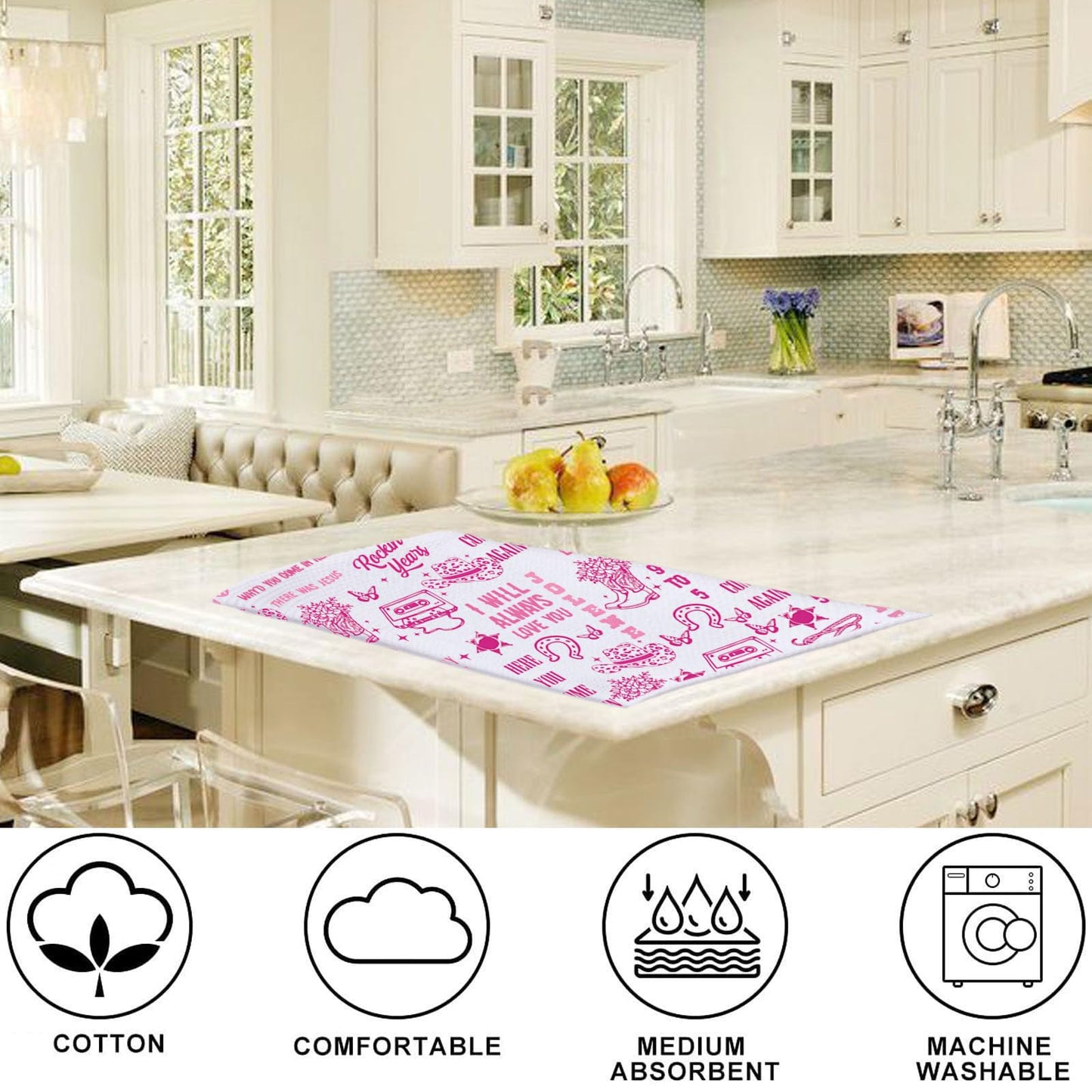 LEVLO Country Song Kitchen Towel Country Music Lover Gift Country Album Tea Towel Country Festival Fans Housewarming Gift (Always Love You)