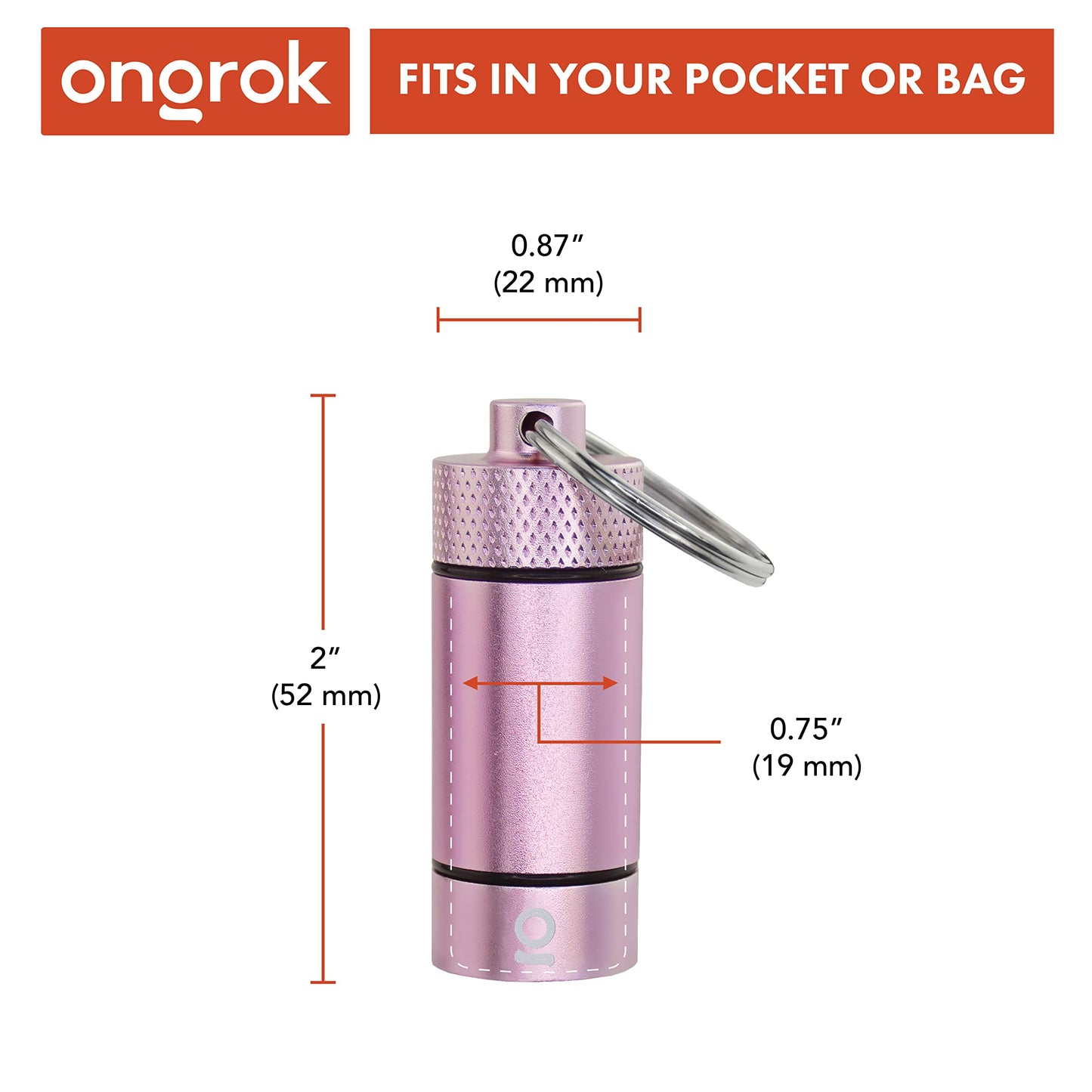 ONGROK Premium Mini Storage Tube, Keychain, Pocket-Sized, Airtight, Aluminum Metal Holder and Case (Rose Gold)