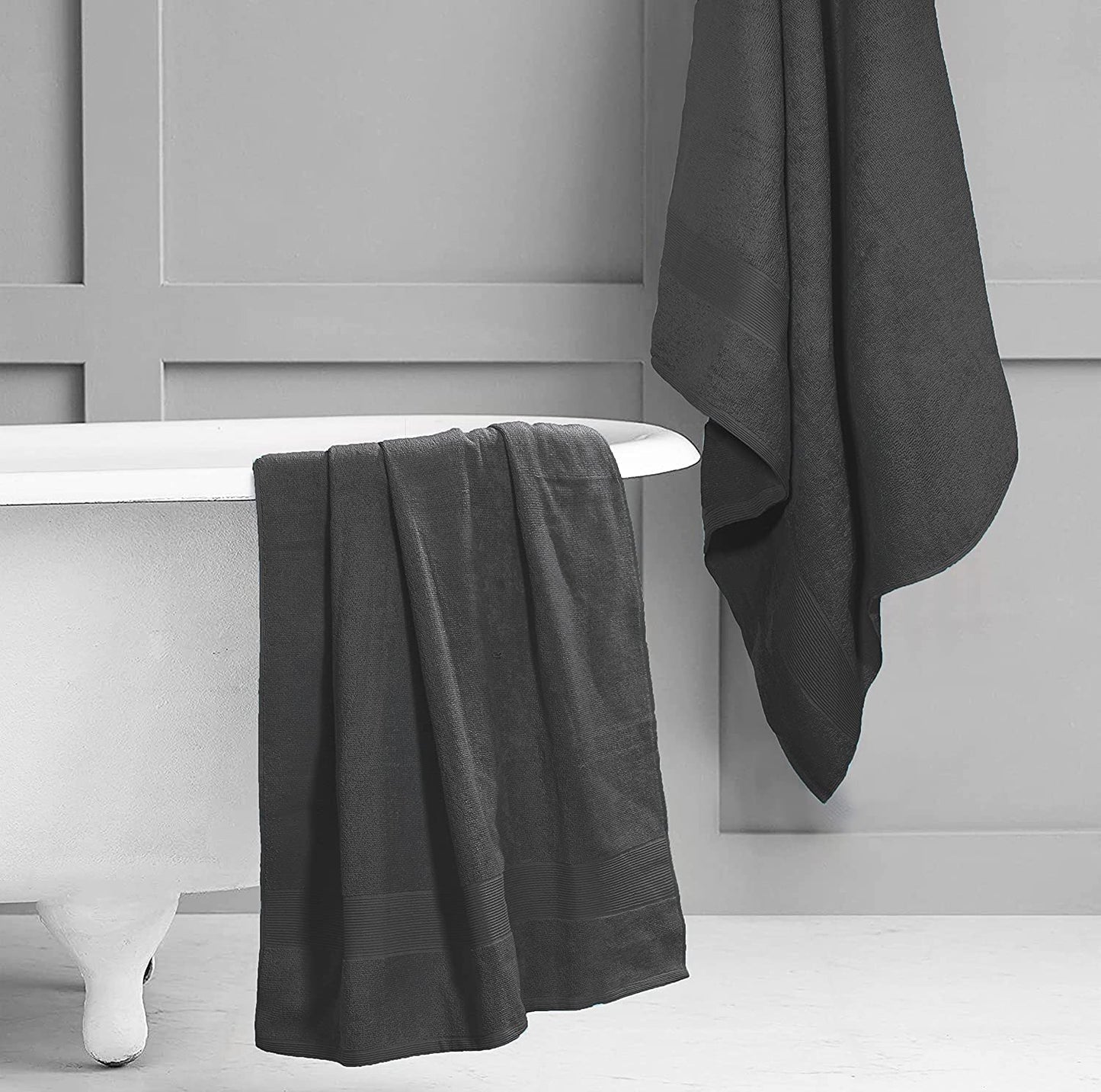 Textile Do Extra Large Super Jumbo Bath Sheet Towel 100% Egyptian Cotton XL Bath Sheets(100 x 200 cm-600 GSM) (Charcoal)