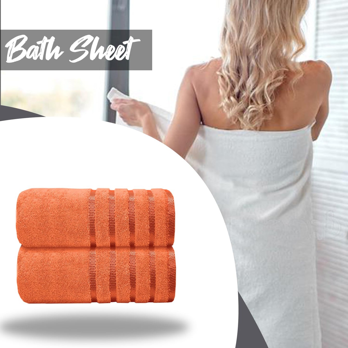 Casabella Luxury Bath sheets 90x180 cm 100% Cotton - Pack of 2 Bath Towels Large Set Clearance - Soft Highly Absorbent Bathroom Towels