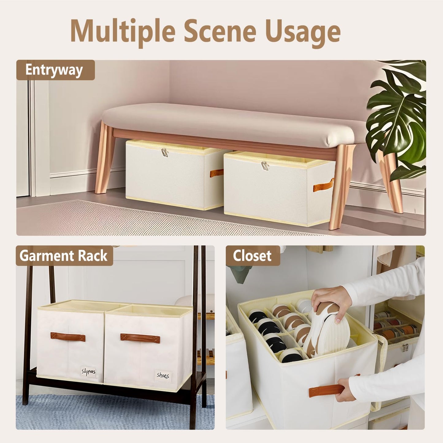 Patinao 3 Pack Shoe Storage Box Organiser for Closet - 36 Cell Space Saver Shoes Containers Bin with Clear Lids Stackable, Can Fit Ottoman, Foldable