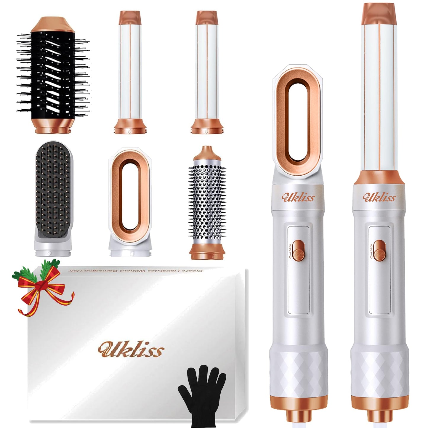 6 in 1 Hairstyler, UKLISS Hair Dryer Brush with Automatic Wrap Air Curler, Hair Straightener Brush, Thermal Brush, Hairdryer, Multistyler Hot Brush