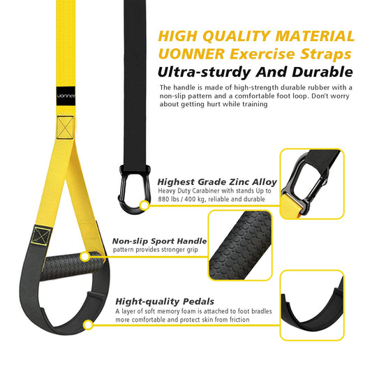 UONNER Suspension Trainer Home Gym Equipment Sling Trainer Workout Bands Fitness Straps Indoor Outdoor
