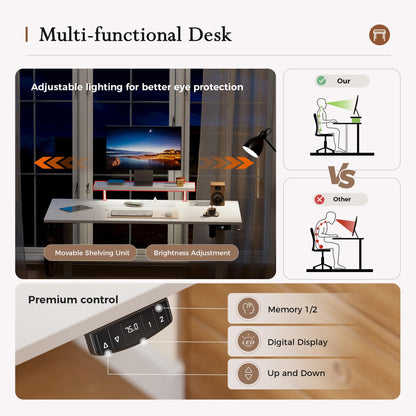 Klicelor Electric Standing Desk, Led & Plug, Movable Monitorstand, 160x80