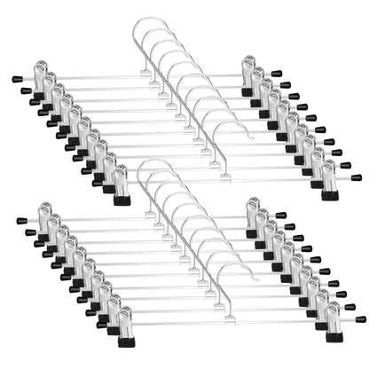 WEIDMAX Trouser Hanger Strong Chrome Skirt Coat Hangers with Non-Slip Clips 28cm 11",Pack of 20