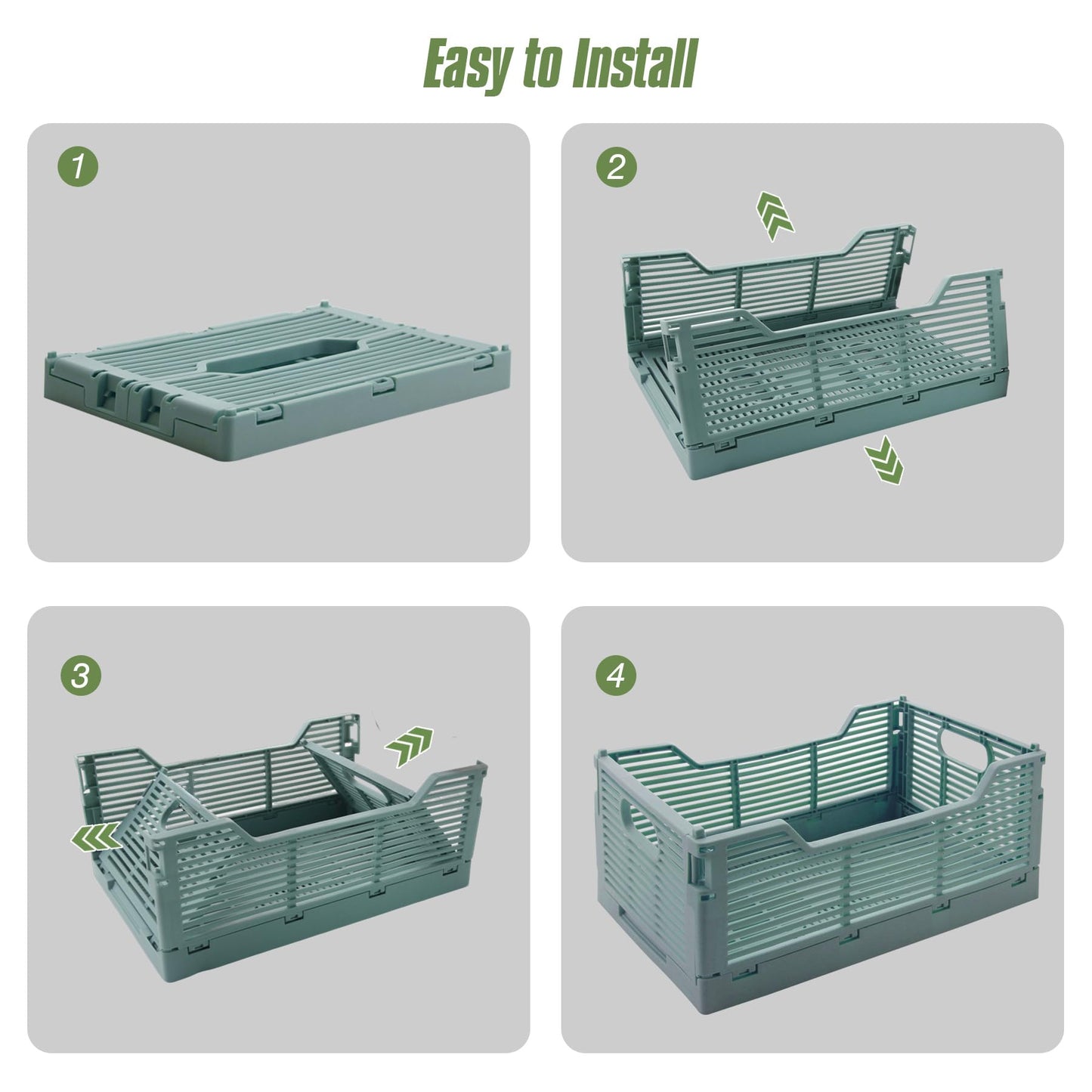 Vivikivi 2-Pack Collapsible Crates Storage Boxes, 22x15x9cm, Blue