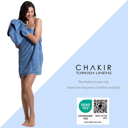 Chakir Turkish Linens Hotel & Spa Quality, Premium Cotton Turkish Towels 35''x70'' Jumbo Bath Towels - Wedgewood