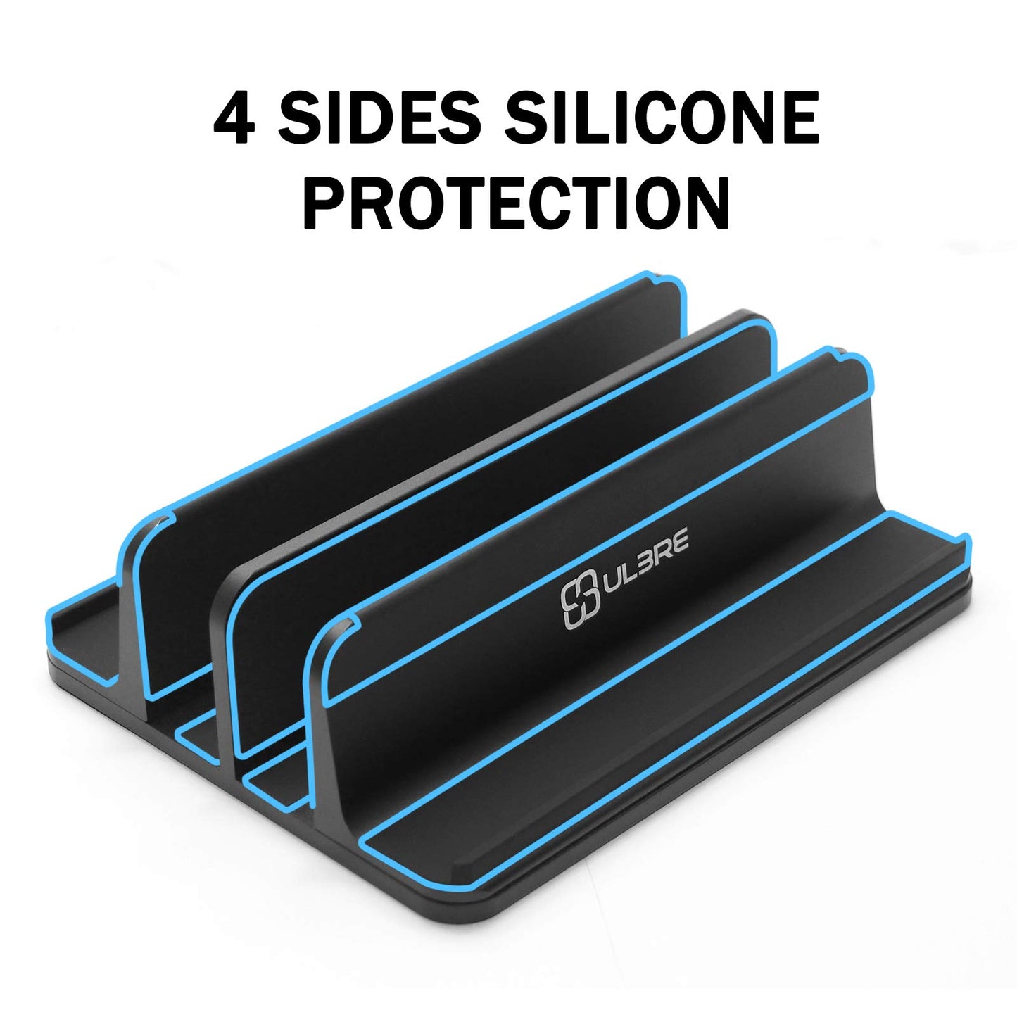 ULBRE Vertical Laptop Stand Metal Heavy Duty, Double Adjustable 4 Slots Vertical MacBook Stand Laptop Holder Compatible with All MacBook Surface Dell