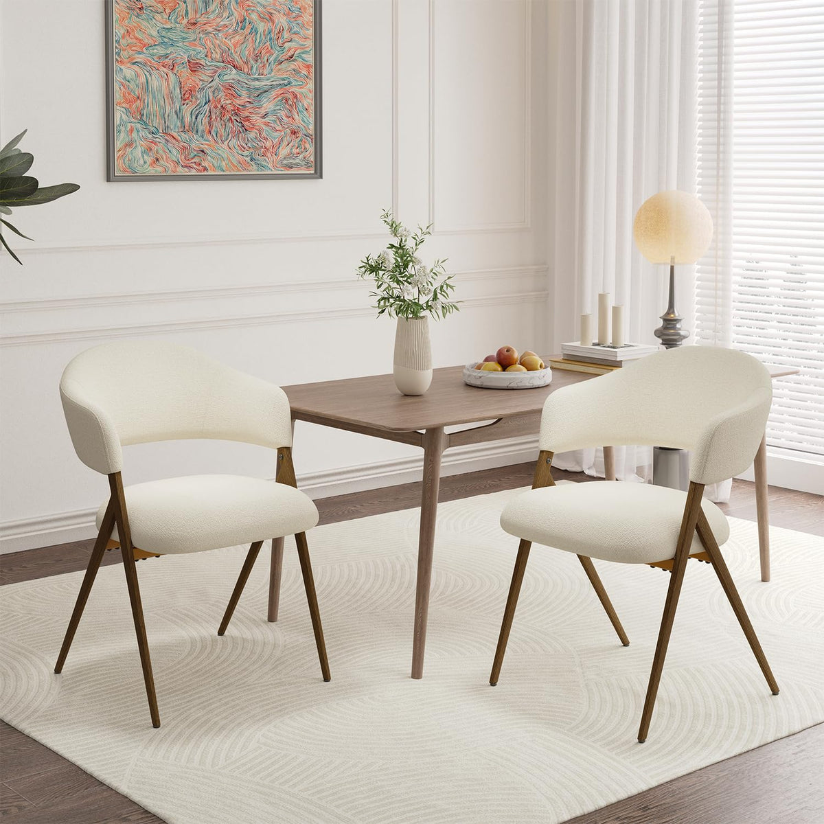 COLAMY Ergonomic Linen Dining Chair with 135° Recline, Breathable Cotton-Linen Fabric, Wooden-Look Metal Legs, 125kg Capacity