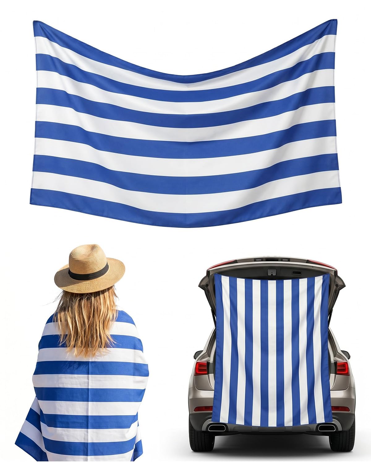 Evolpor Magnetic Beach Towel Extra Large 200 × 90 cm, Wearable Microfibre Towel for Adults with Hidden Magnets
