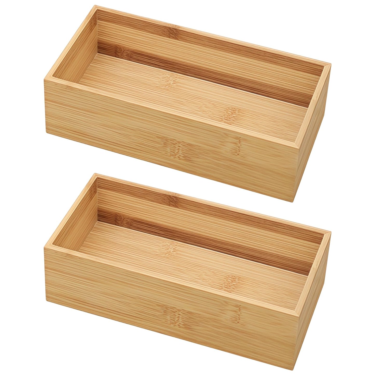 Packool Rectangular Design, Natural Wood Color, 8.7 x 3.9 x 2 in / 22 x 10 x 5 cm, Multi-Purpose Organizer for Bathroom, Kitchen, Desk