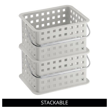 iDesign 61226 Basic Storage Basket, Small Plastic Bath Basket for Shower and Care Accessories, Light Grey