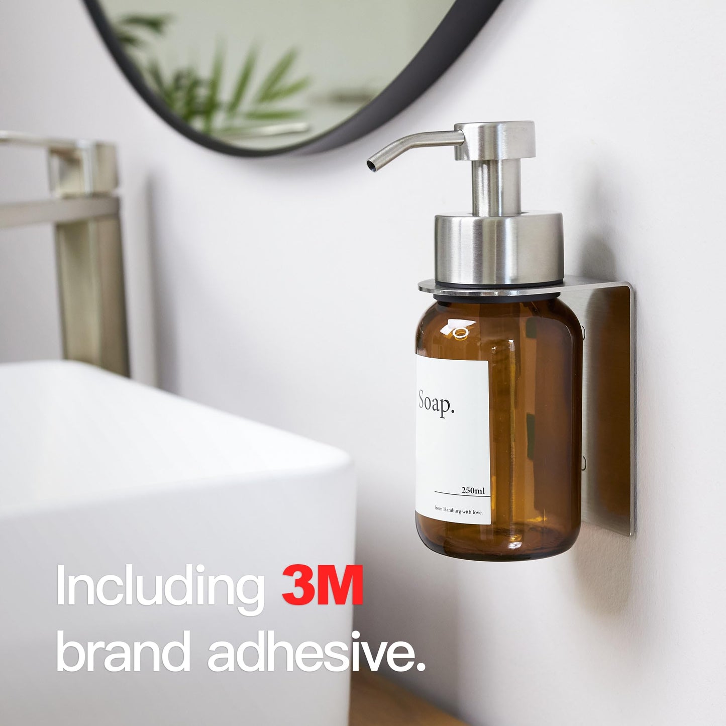 Designfactory Hamburg Glass Soap Dispenser | Wall mounted Soap Dispenser for Kitchen and Bathroom | Shampoo and Conditioner Dispenser
