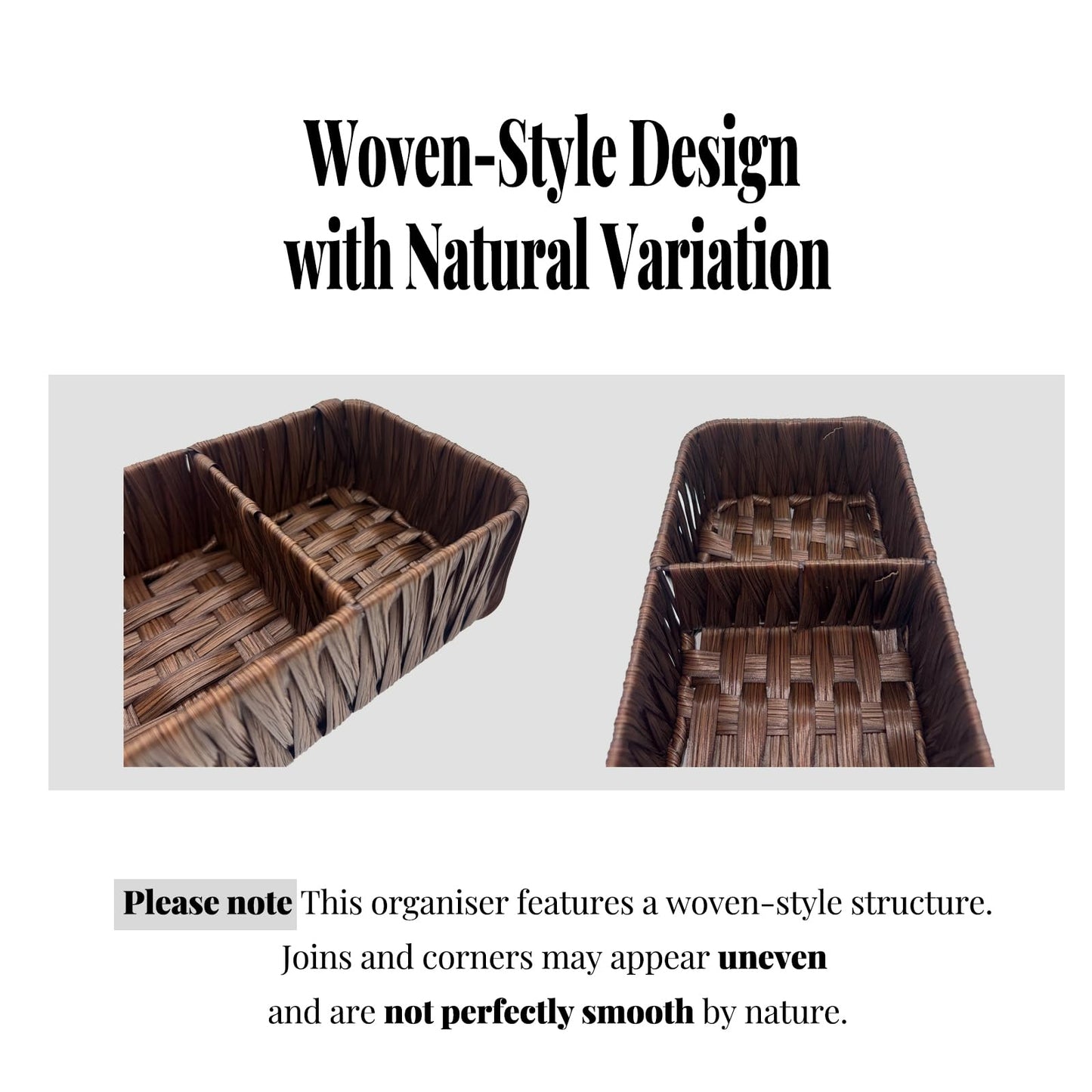 3 Compartment Bathroom Storage Basket, Resin Wicker Countertop Organiser