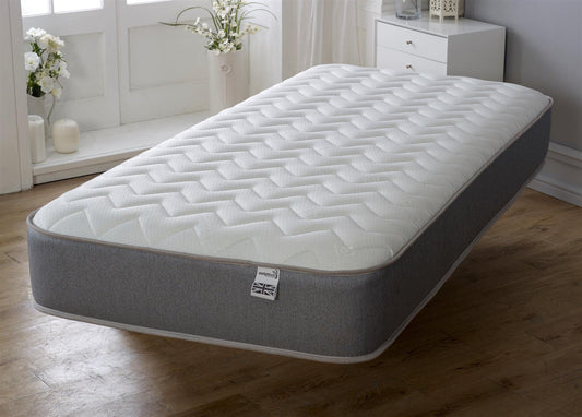 Starlight Beds Essentials Zig Zag European Small Single Mattress with Springs and Memory Foam. 7.5 Inch Budget Mattress. Grey, Soft Firmness