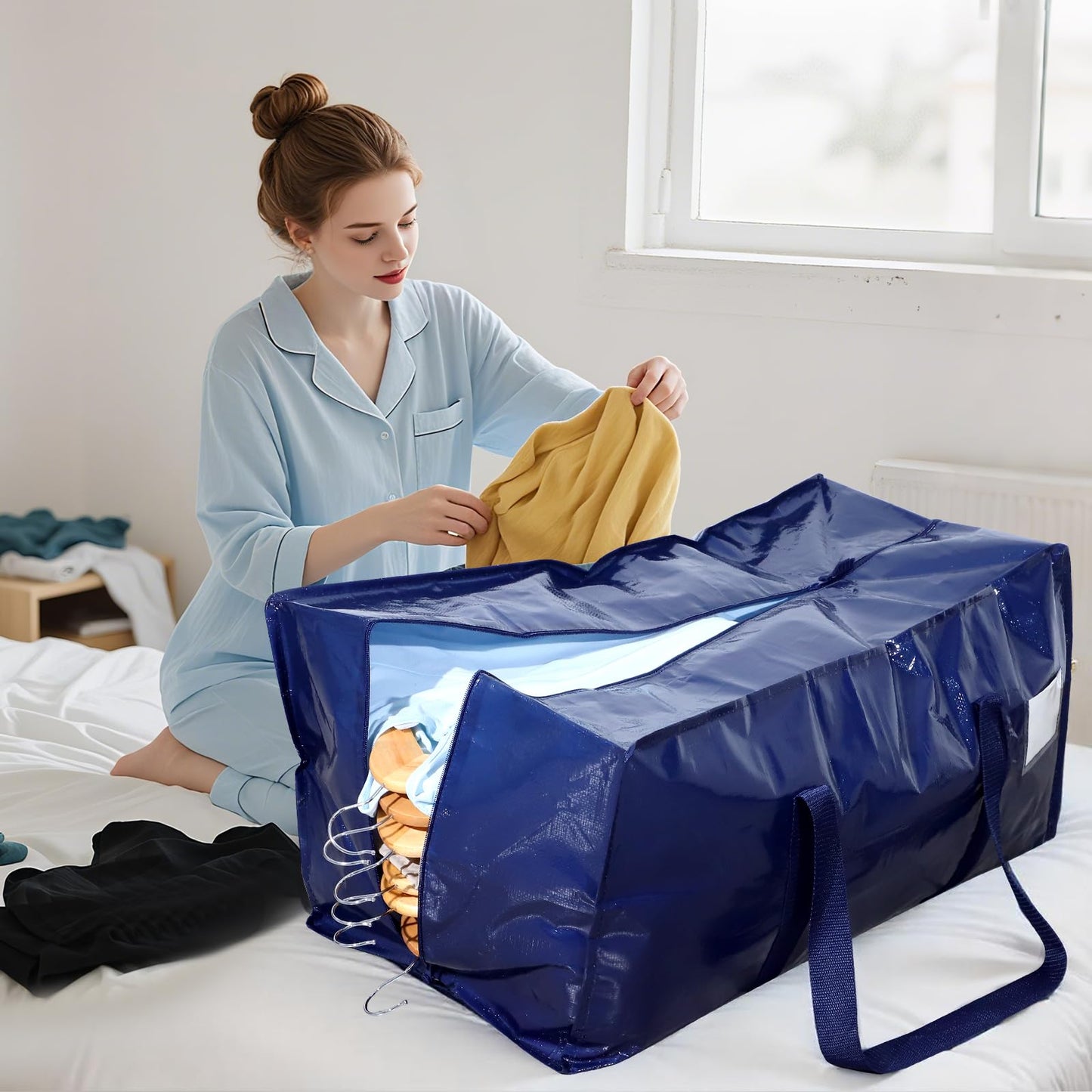 Dntorx 8 Pack 90L Moving Bags, Heavy Duty Oversized Storage Totes, Blue