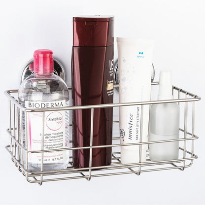 SANNO Suction Shower Caddy Shower Organiser Basket Shelf with Super Strong Suction Cups, Bath Organizer Kitchen Storage Basket for Gel Holder Bathroom