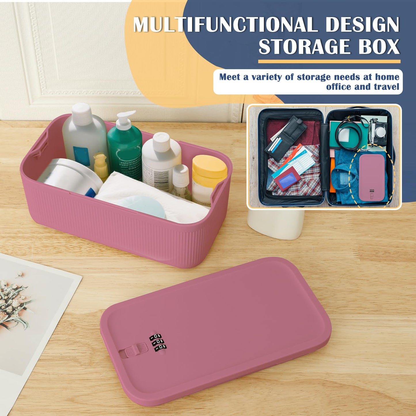 QINGLANG Lockable Box with Combination Code Portable Medication Small Lock Box Secure Medicine Safe, Phone Jail