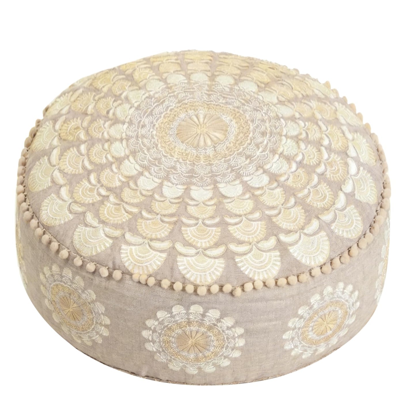 Mandala Life ART Turquoise Velvet Pouf Cover - Soft Sqare Floor Pillow - Embroidered Ottoman Slipcovern, 24x24x8 Inches, Ideal for Living Room