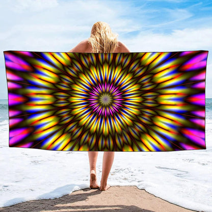 YISUMEI Radiant Tie-Dye Beach Towels for Adults Extra Large 180x90cm, Microfibre Quick Dry Towel for Travel Swimming Camping Sports