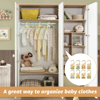 Baby Wardrobe Dividers,8PCS Wood Baby Clothes Dividers,Animal Theme Baby Wardrobe Organiser from Newborn to 24 Months,Double-Sided Wardrobe
