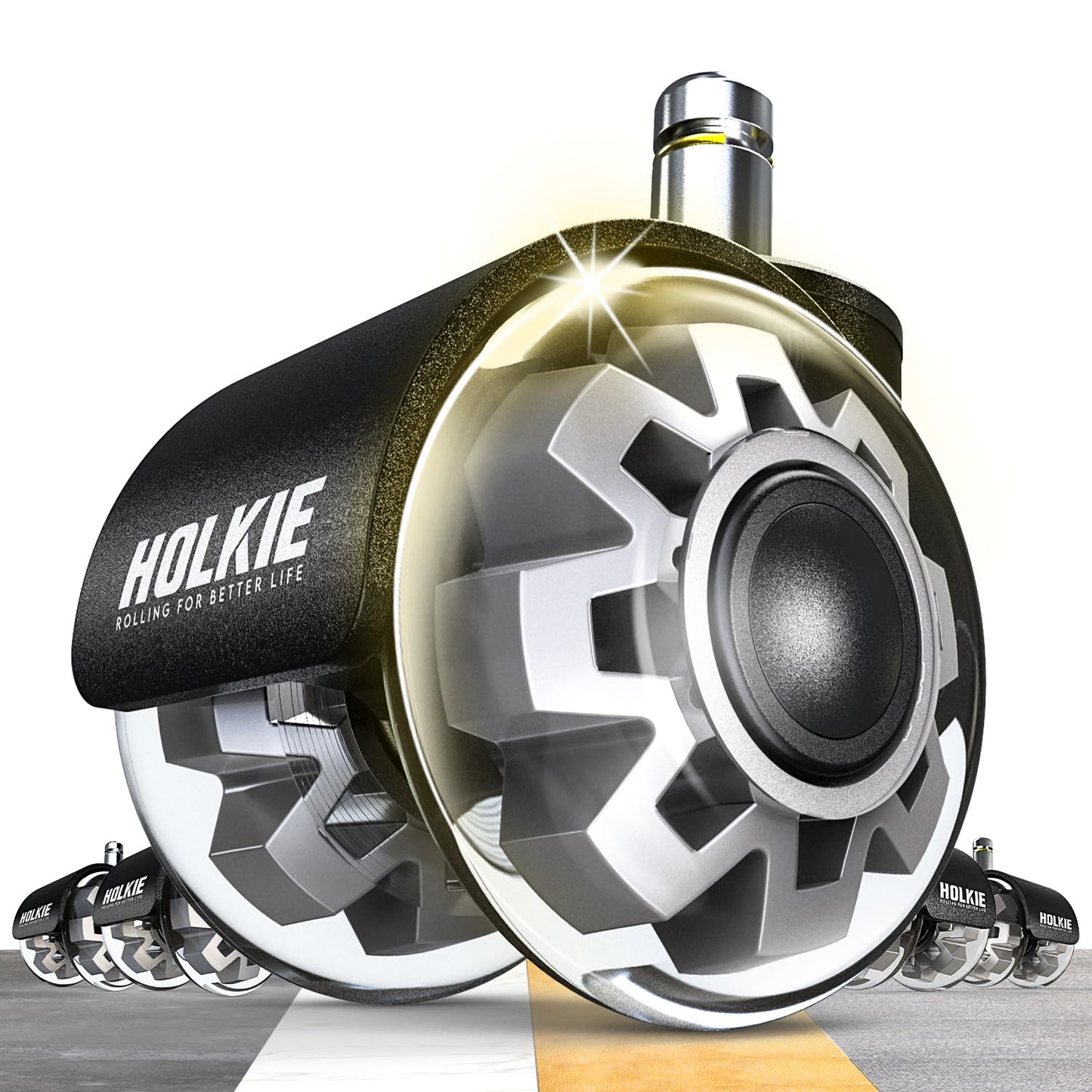 HOLKIE Office Chair Wheels 10x22mm 1KEA ONLY 2 Inch Castors Replacement, Grey Dual Rubber Smooth & Silent Desk Chair Casters Wheels-Set of 5 For
