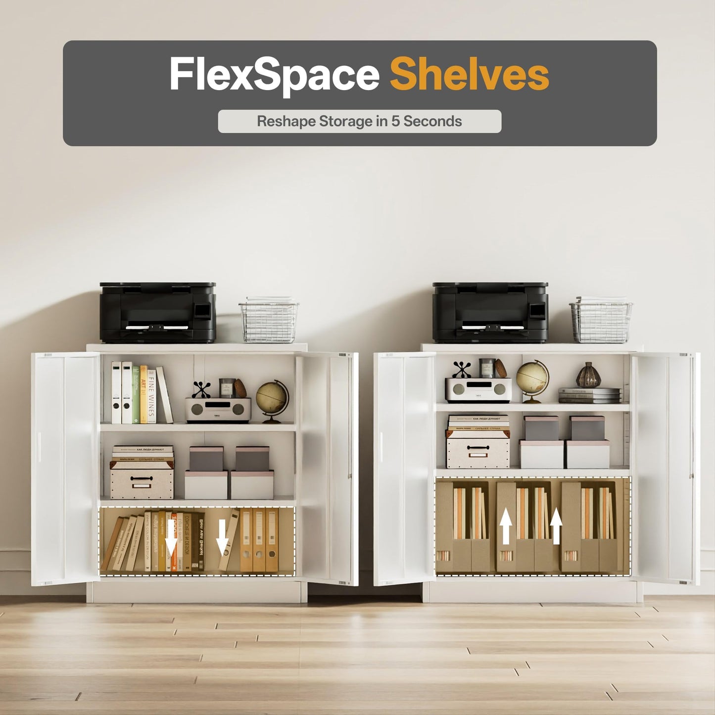 Metal Storage Cabinet, 90cm Locking Storage Cabinet with Doors & Shelves, Steel Storage Cabinet with 2 Adjustable Shelves for Garage, Home, Office