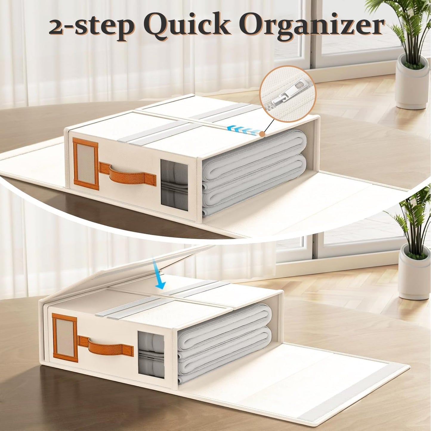 Starhot Bed Sheet Organiser, 6 Pack King Size Linen Storage Box with Handle, Foldable Bedding Storage Organiser with Clear Window & Labels for
