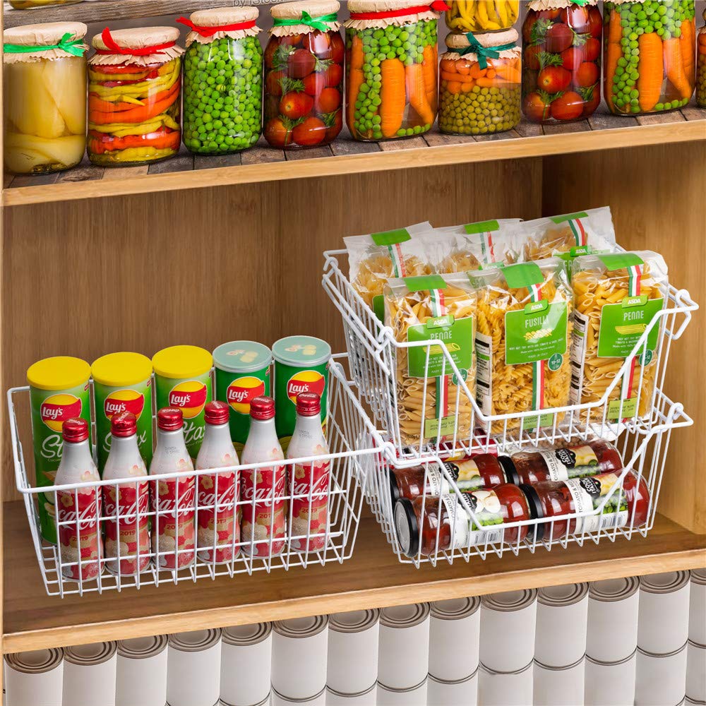 SANNO Freezer Wire Organizer Storage Basket Large Organizer Bins for Organizing Fridge Storage, Freezer, Office, Bathroom
