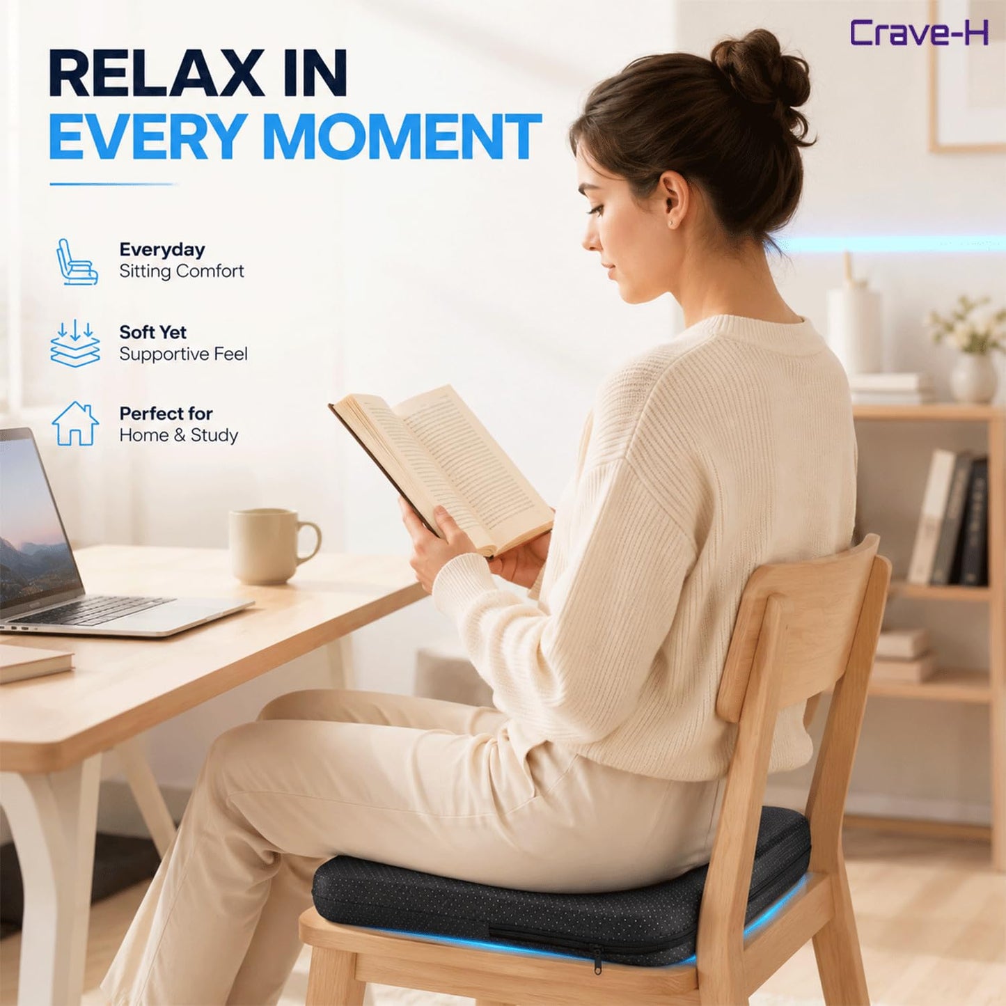Crave-H Gel Seat Cushion with Cover, Double Thick Honeycomb Cushion for Office Chair, Car Seat & Wheelchair, Ergonomic Pressure Relief Support Pad