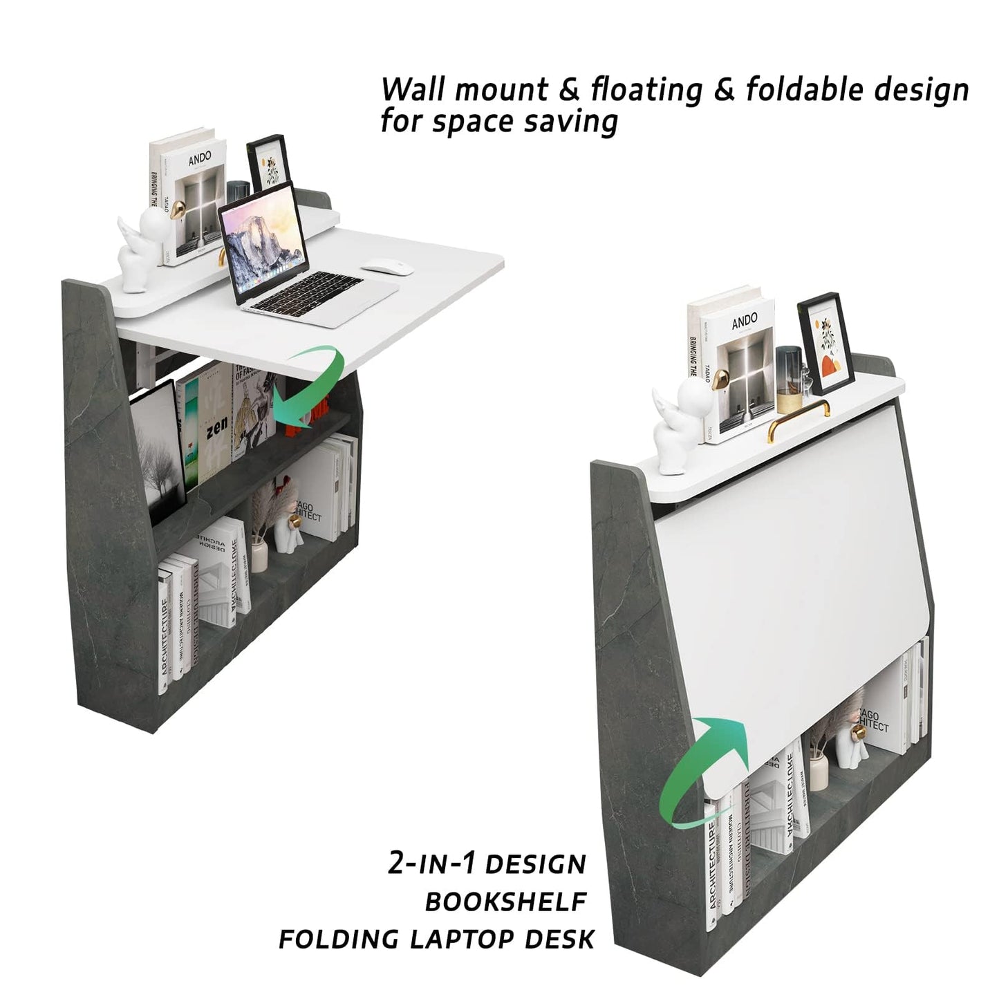 Pmnianhua Wall Mounted Drop-leaf Table Shelf, Wooden Laptop Desk, Multifunctional