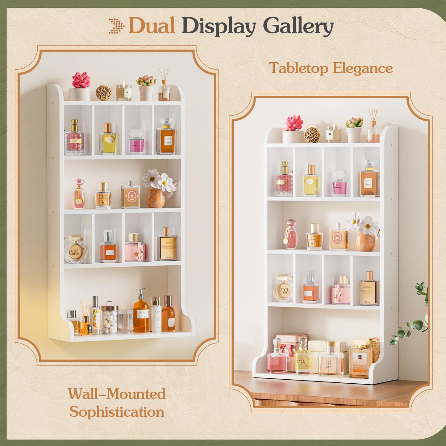 VINCOURNA Perfume Stand Organiser, 5Tier Wooden Fragrance Wall Shelf White