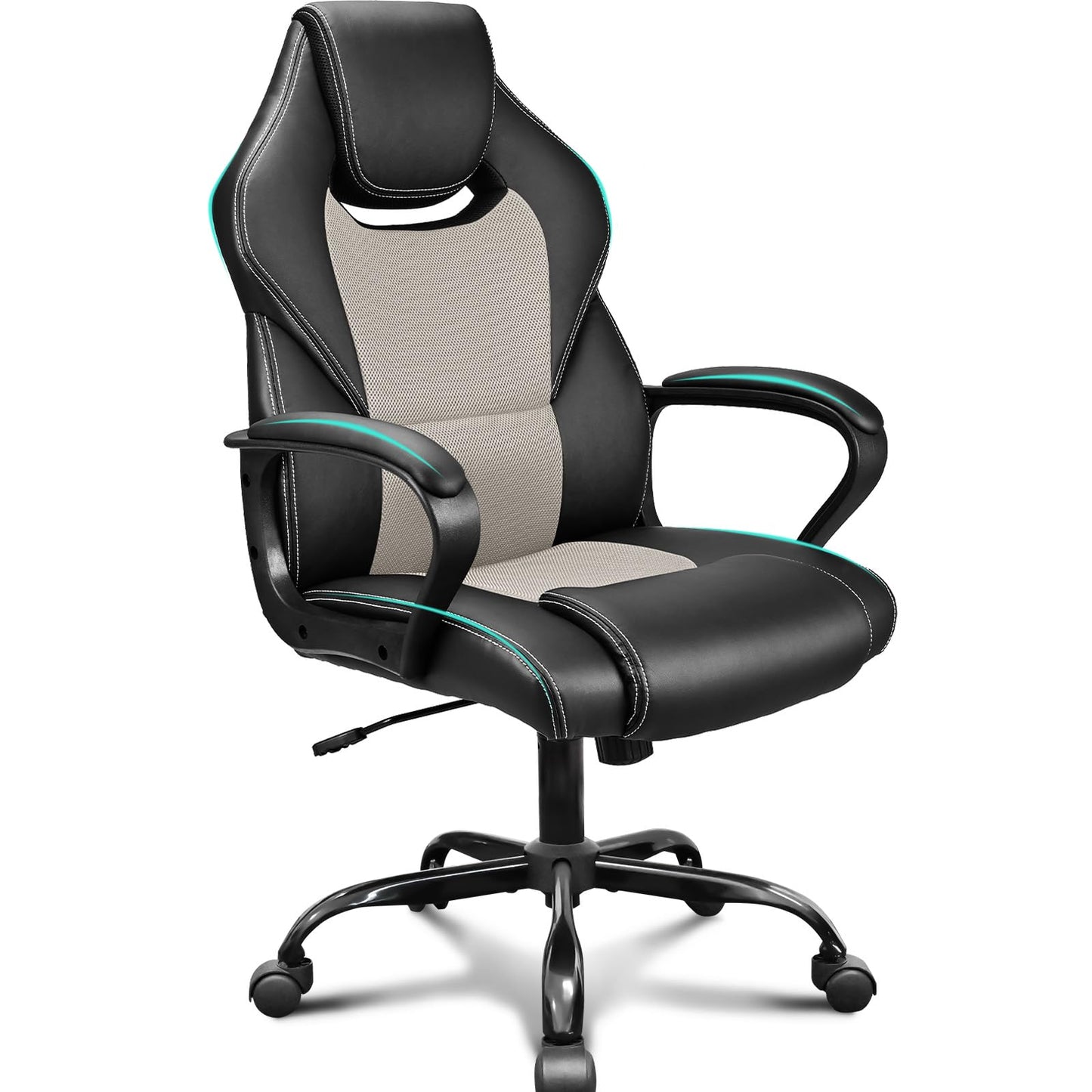 BASETBL Office Chair, PU leather Ergonomic Computer Desk Chair, Grey