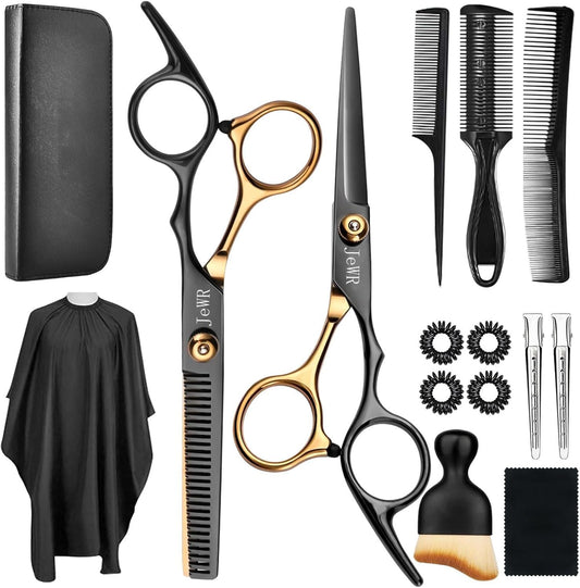 Hairdressing Scissors, 15 Pcs Thinning Scissors Kit, Professional Hairdressing Kit with Protective Case, Extra Sharp and Precise for Hair and Beard