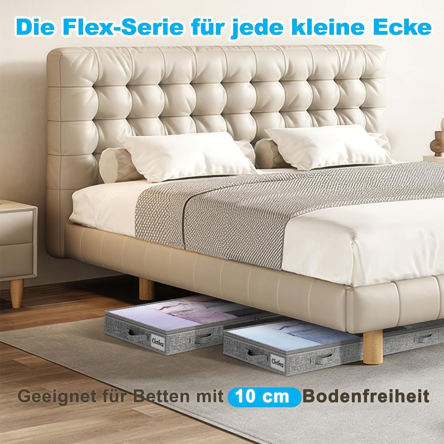 Kukikan Underbed Storage Drawers Set of 2, Lightweight Underbed Clothes Storage Container Bins with No Structure, Shallow Storage Bag for Dorm & Home