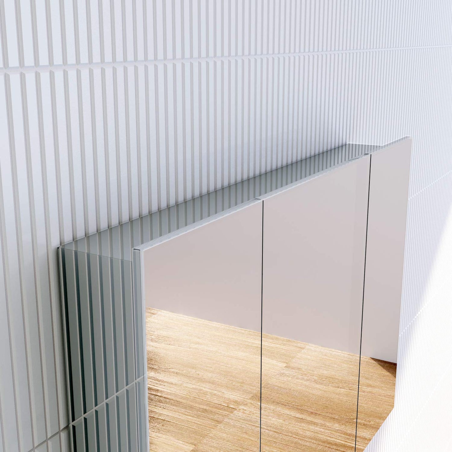 ELEGANT Triple Door Bathroom Mirror Cabinet, Stainless Steel, 600 x 900mm