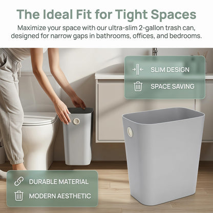 Jucoan 4 Pack Small Plastic Trash Can, Rectangular Slim Narrow Wastebasket