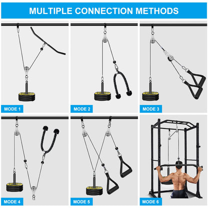 Cable Pulley System Home Gym, Weight Cable Pulley System Fitness Cable Pulley Attachment Home Gym Equipment for LAT Pull Down, Arm Workout (Set with