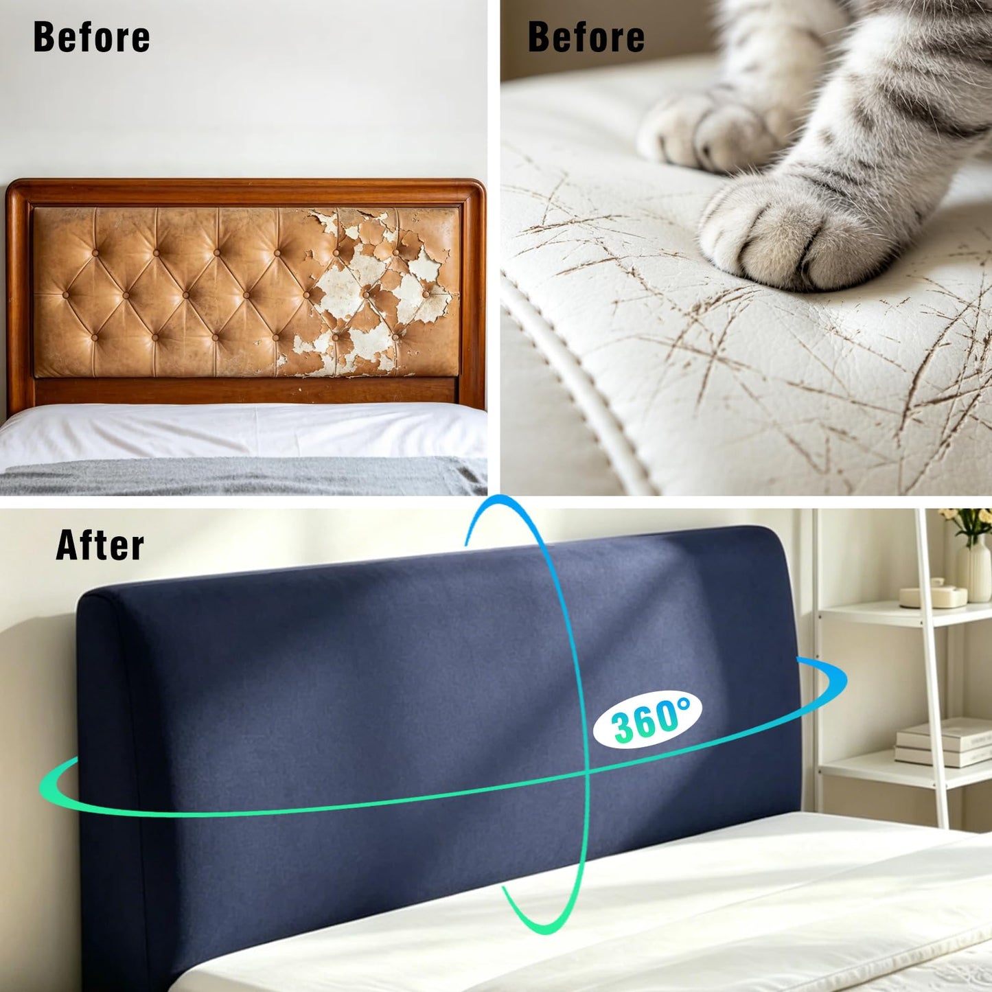 Sueving Stretch Headboard Cover, Bed Headboard Cover, Dustproof Headboard Wrap, All-Inclusive Bed Head Protector for Single/Double/King/Super King