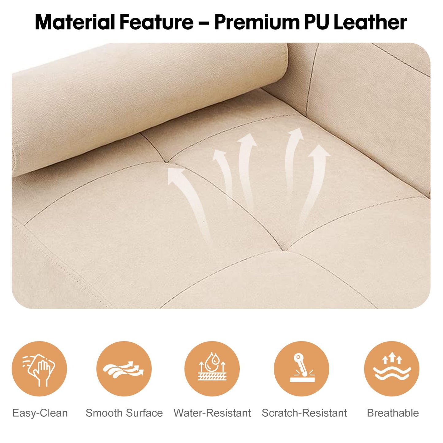 Panana Click Clack Sofa Bed Linen Fabric 3 Seater Sofa Couch Living Room/Spare Room/Guest Room Bed Settee With Cup Holders, Beige