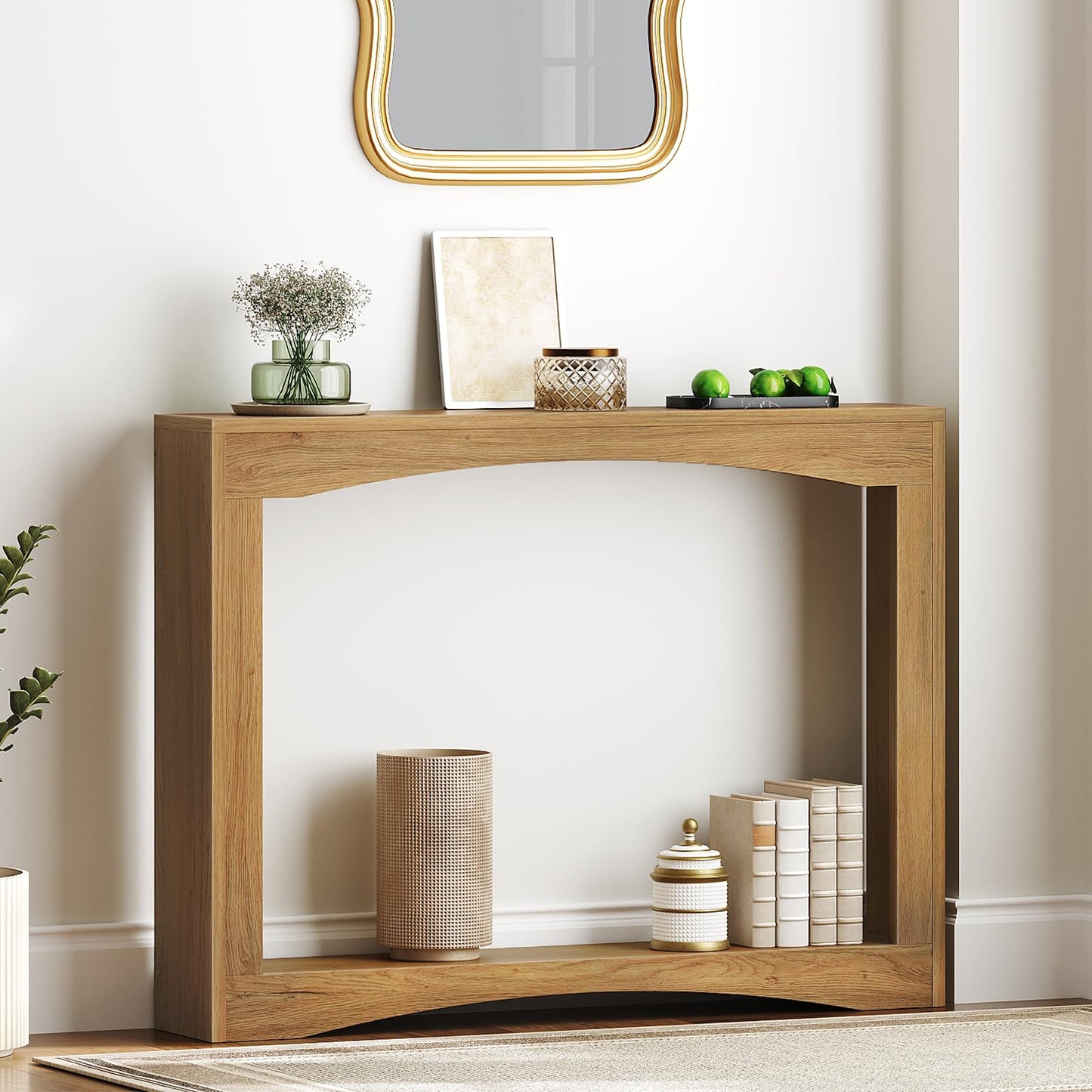 YATINEY Narrow Console Table, 15 cm Thin Entryway Table, Behind Couch Table for Small Spaces, Small Farmhouse Hallway Table, for Living Room, Hallway