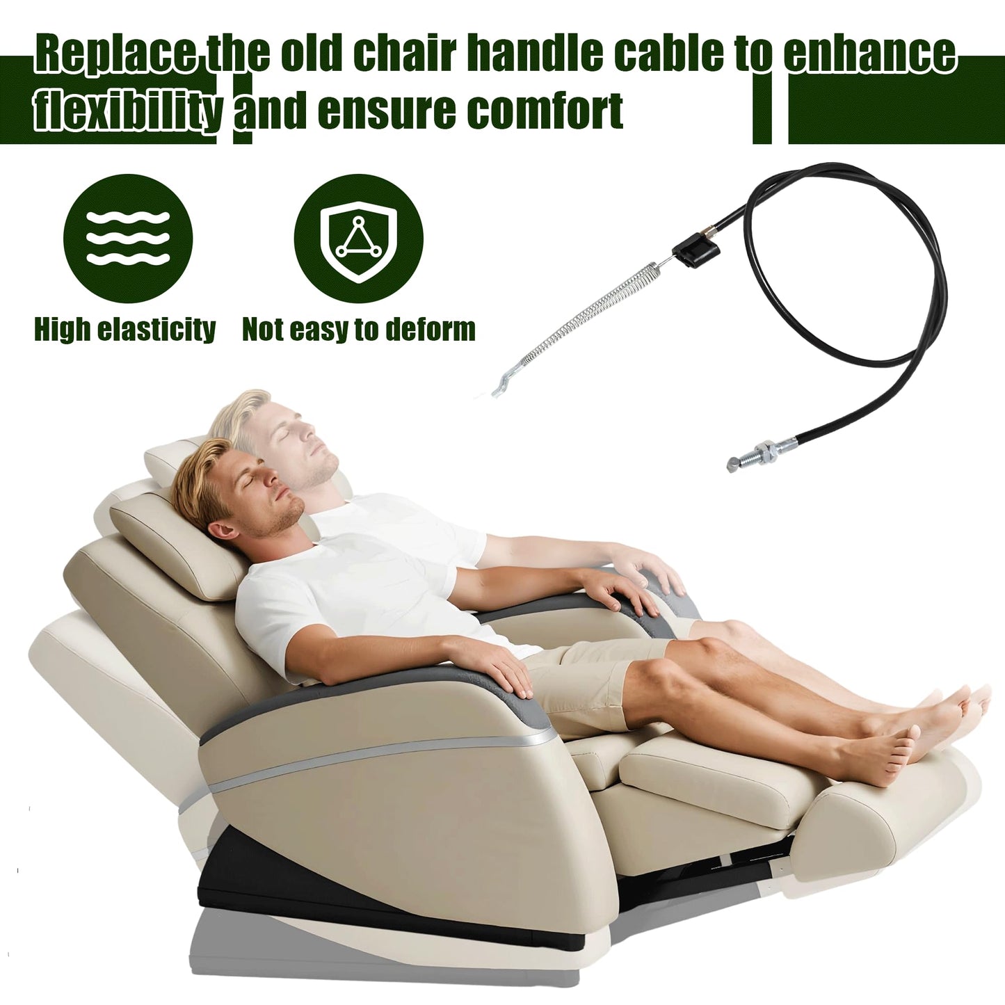 Manyugo 2PCS Recliner Chair Cable Replacement, Black