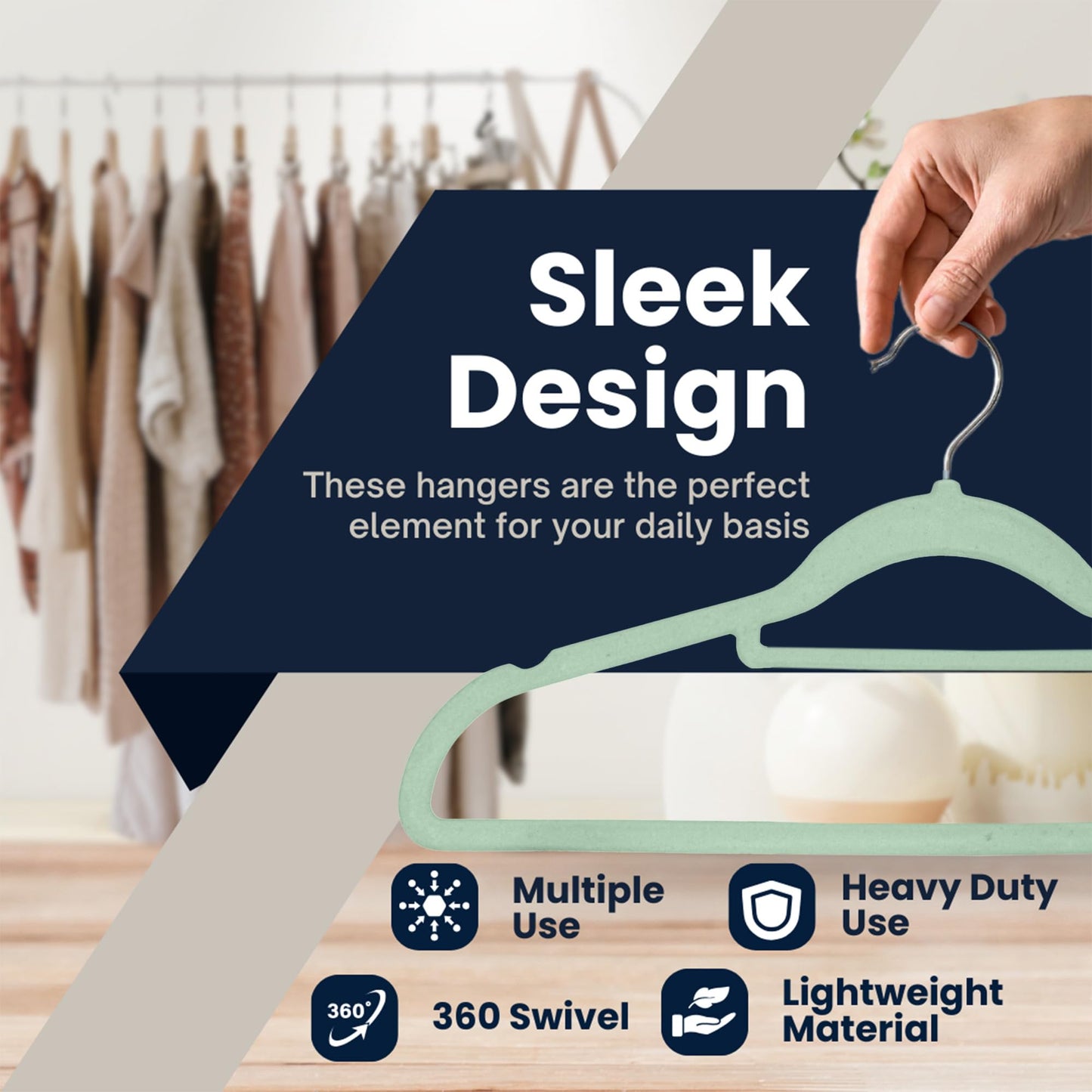 Sasha Morel 20 Pack Velvet Coat Hangers – Non Slip Velvet Hangers for Clothes, Space Saving Adult Hangers with Tie Organizer & Swivel Hooks