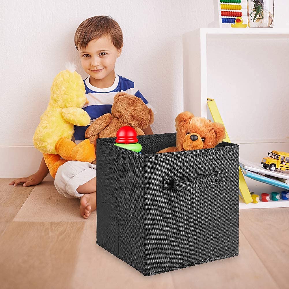 Storage Bins,Set Of 6 Storage Baskets, Foldable Storage Cubes Fabric Basket with Handle for Bedroom Home Office, Collapsible Nursery Drawer Organizer
