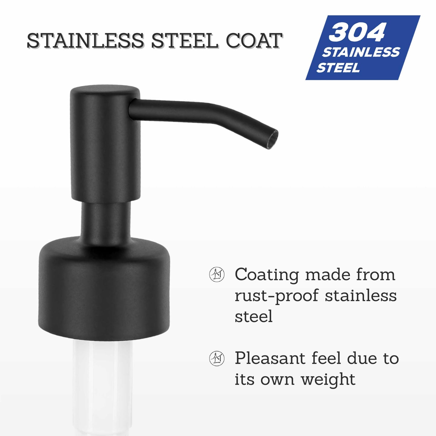 ALTGLAS 2 Pcs Stainless Steel Soap Dispenser Pump 'Budapest' 28mm Thread