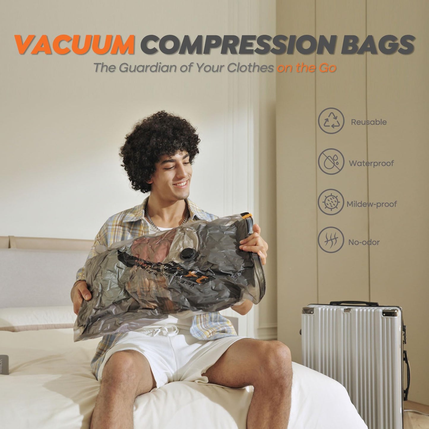 Vacbird No-Pump Vacuum Storage Bags, Space Saver Bags for Travel, 20 Pack
