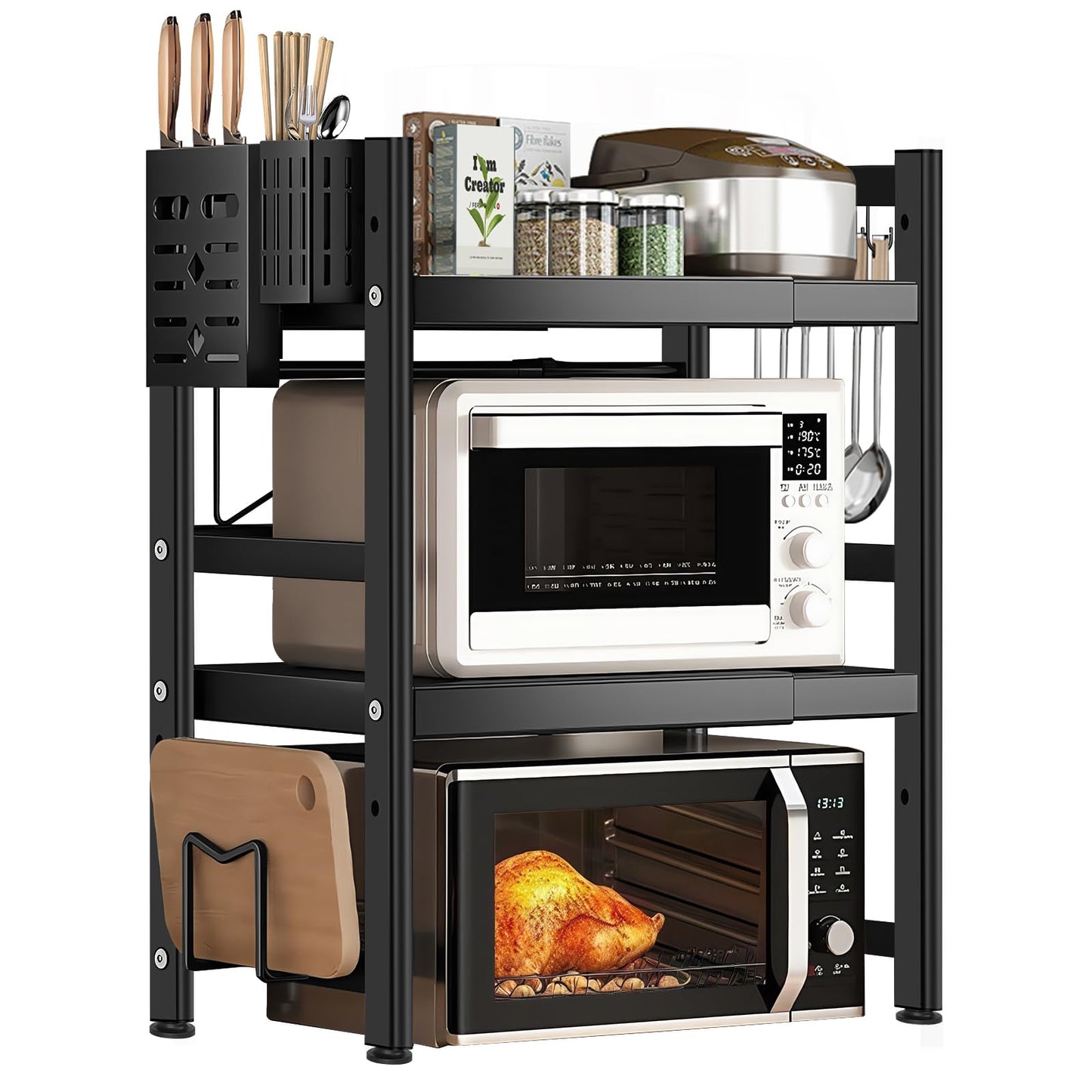 LUKVCIY Adjustable 3-Tier Microwave Oven Shelf Stand