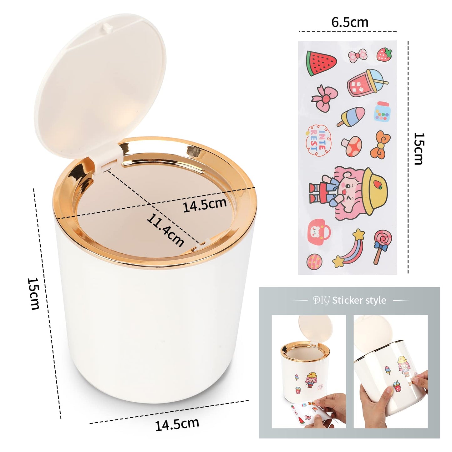 JEEZAO Mini Desktop Bin, Desk Trash Can with Lid